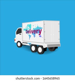 Shopping and delivery online concept. truck transportation product isolated on background. Vector illustration design.