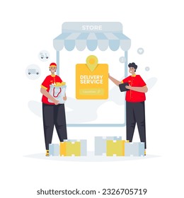 Shopping delivery service illustration, store services flat design