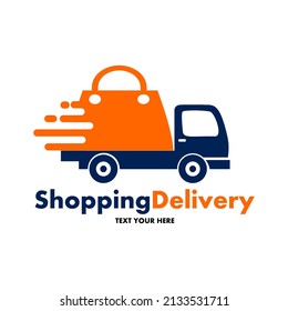 Shopping delivery vector logo template. This design use shipping bag and car symbol. Suitable for business.