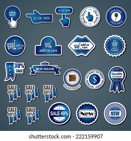 Shopping Design Elements, Stickers And Labels In Retro And Vintage Style - Set - Isolated On Background. Vector Illustration, Graphic Design
