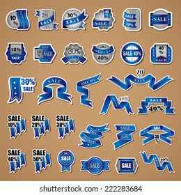 Shopping Design Elements, Stickers And Labels In Retro And Vintage Style - Isolated On Background. Vector Illustration, Graphic Design Editable For Your Design 