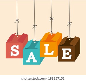 Shopping design over beige background, vector illustration