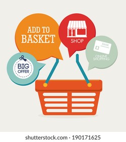 Shopping design over beige background, vector illustration