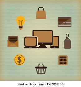 Shopping design over beige background, vector illustration