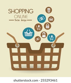 Shopping design over beige background, vector illustration.