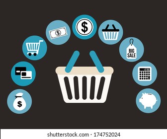 shopping design over black  background vector illustration