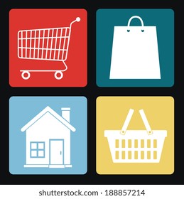 Shopping design over black background, vector illustration