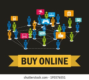 Shopping design over black background, vector illustration