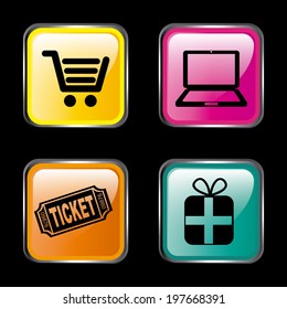 Shopping design over black background, vector illustration