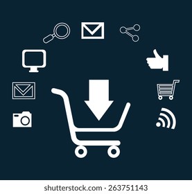 Shopping design over black background, vector illustration.