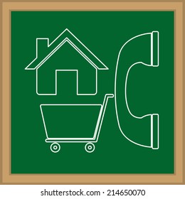 Shopping design over blackboard background, vector illustration