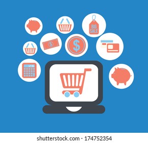 shopping design over blue  background vector illustration