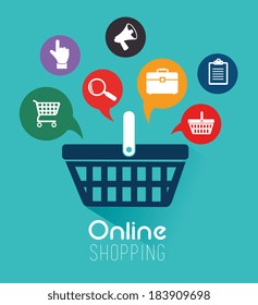 Shopping design over blue background, vector illustration