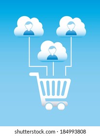 Shopping design over blue background, vector illustration-