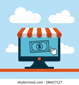 Shopping design over blue background, vector illustration