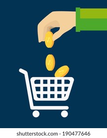 Shopping design over blue background, vector illustration