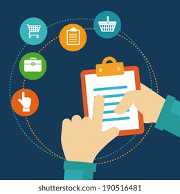 Shopping design over blue background, vector illustration