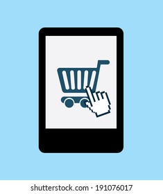 Shopping design over blue background, vector illustration