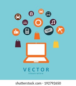 Shopping design over blue background, vector illustration