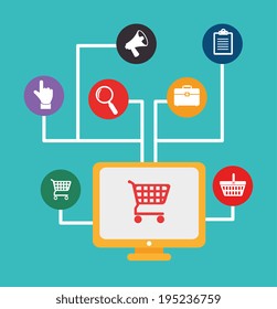 Shopping design over blue background, vector illustration