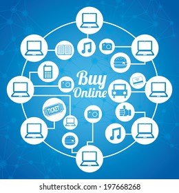 Shopping design over blue background, vector illustration