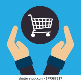 Shopping design over blue background, vector illustration
