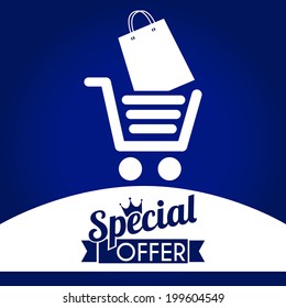 Shopping design over blue background, vector illustration