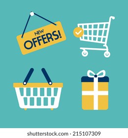 Shopping design over blue background, vector illustration
