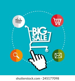 Shopping design over blue background, vector illustration.