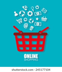Shopping design over blue background, vector illustration.