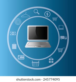 Shopping design over blue background, vector illustration.