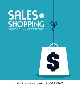 Shopping design over blue background, vector illustration.