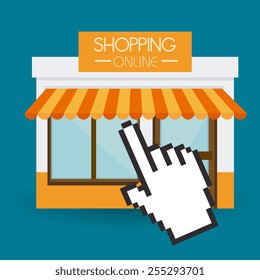 Shopping design over blue background, vector illustration.