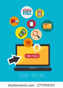 Shopping design over blue background, vector illustration.