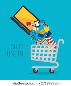 Shopping design over blue background, vector illustration.