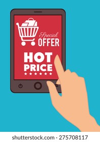 Shopping design over blue background, vector illustration.