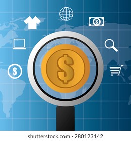 Shopping design over blue background, vector illustration.