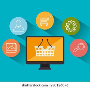 Shopping design over blue background, vector illustration.