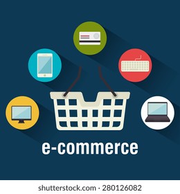 Shopping design over blue background, vector illustration.