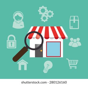 Shopping design over blue background, vector illustration.