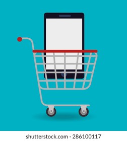 Shopping design over blue background, vector illustration.