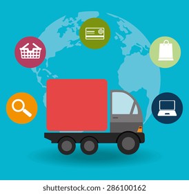 Shopping design over blue background, vector illustration.