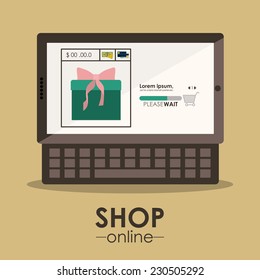 Shopping design over brown background, vector illustration