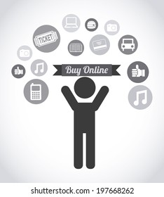 Shopping design over gray background, vector illustration
