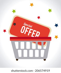 Shopping design over gray  background, vector illustration