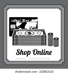 Shopping design over gray background, vector illustration
