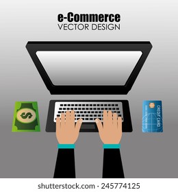 Shopping design over gray background, vector illustration.