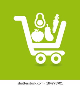 Shopping design over green background, vector illustration-