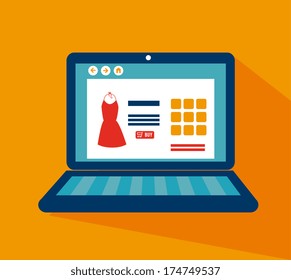 shopping design over  orange background vector illustration