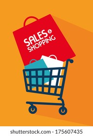 shopping design over orange  background vector illustration